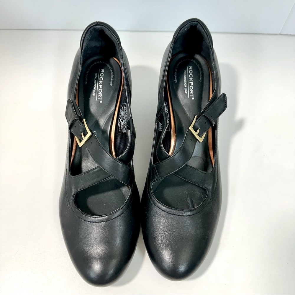 Rockport Womens Size 9.5 M Black Leather Criss Cross Soft Wedge Shoes 10… - Picture 5 of 14